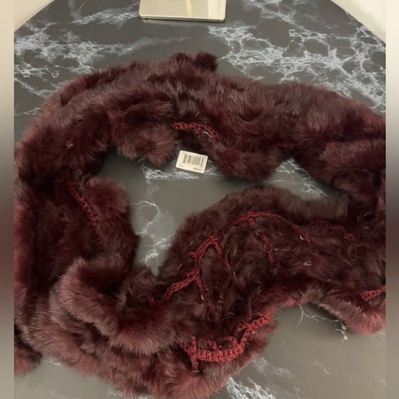 Marcus Adler 100% Rabbit Fur Ruffle Infinity Scarf Wrap 